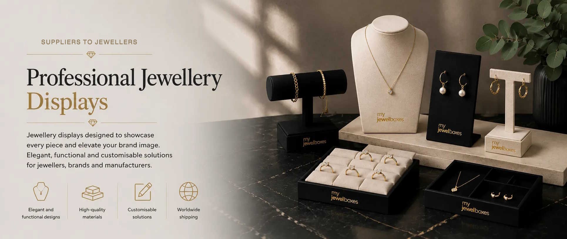 Professional jewellery displays for shop windows, jewellers and jewellery brands MyJewelBoxes